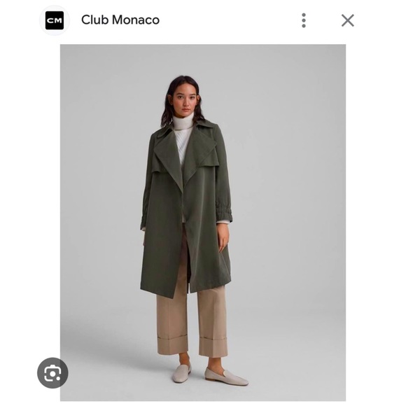 BNWT CLUB MONACO Élima Trench coat in olive! Size XS - Picture 3 of 9